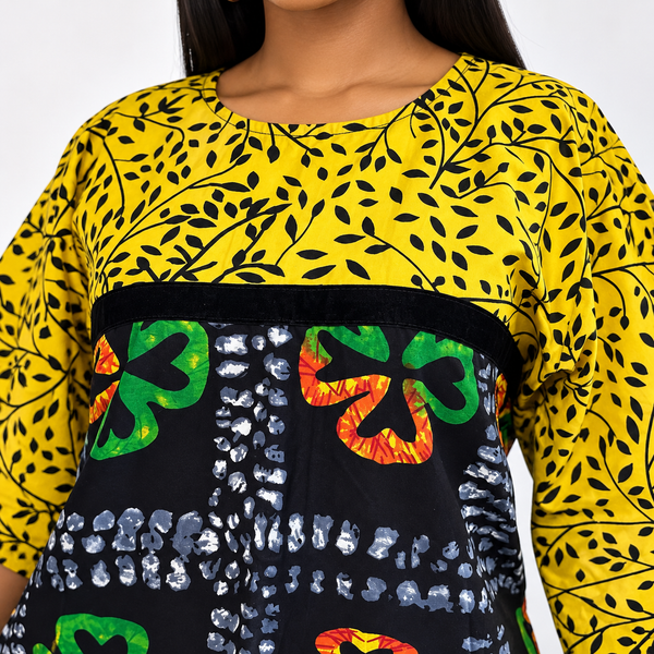 Grace Kpou Contrast Print Midi Dress