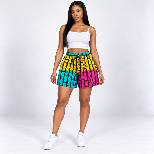 Grace Kpou Prism Brick Drawstring Short