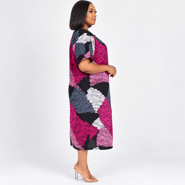Grace Kpou Contrast Mosaic Midi Dress
