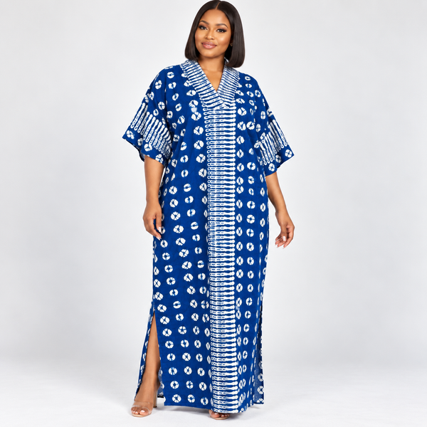 Grace Kpou Indigo Patterned Maxi Dress