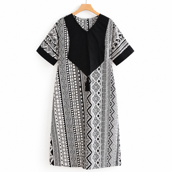 Grace Kpou Monochrome Patterned Dress With Pocket