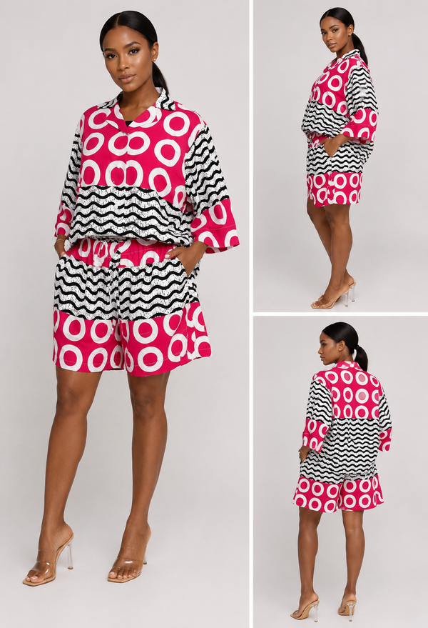 Grace Kpou – Fuchsia Wave Luxe Co-Ord Set