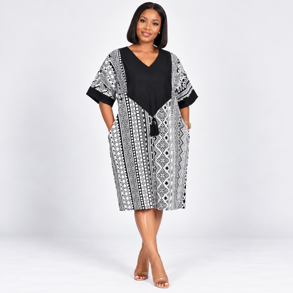 Grace Kpou Monochrome Patterned Dress With Pocket