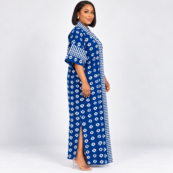 Grace Kpou Indigo Patterned Maxi Dress