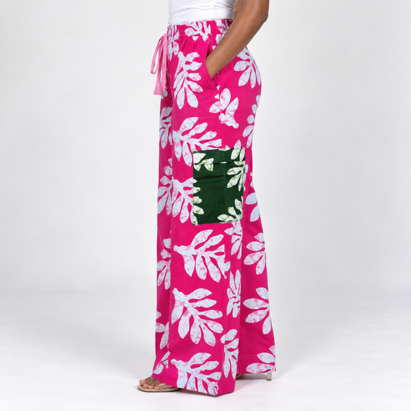Grace Kpou Leaf Patch Cargo Palazzo Trouser