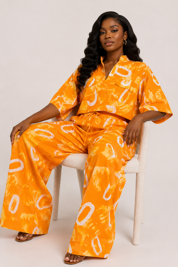 Grace Kpou Sunburst Flow Crop Top & Palazzo Set