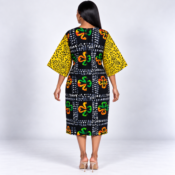 Grace Kpou Contrast Print Midi Dress