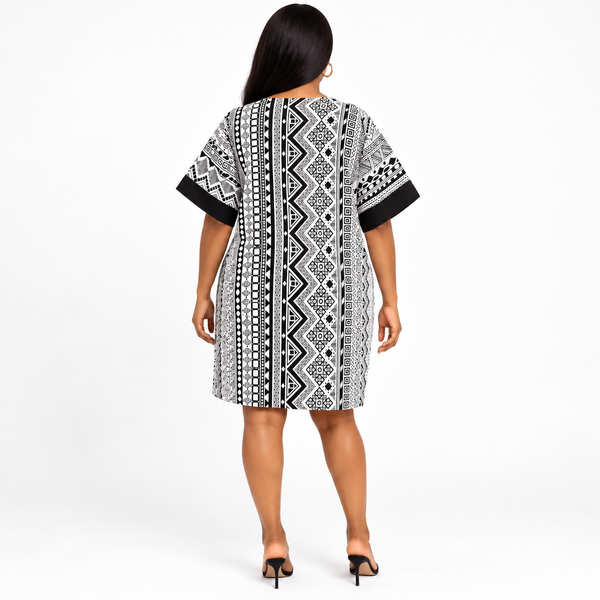 Grace Kpou Monochrome Patterned Dress With Pocket