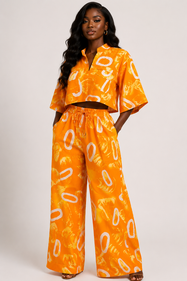 Grace Kpou Sunburst Flow Crop Top & Palazzo Set