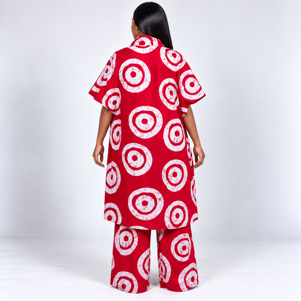 Grace Kpou Crimson Circle Kimono Co-Ord