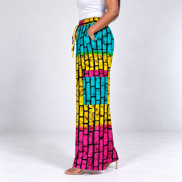 Grace Kpou Colour Block Cargo Palazzo Trousers