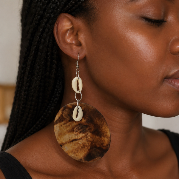 Grace Kpou Cowrie Oval Heritage Earring
