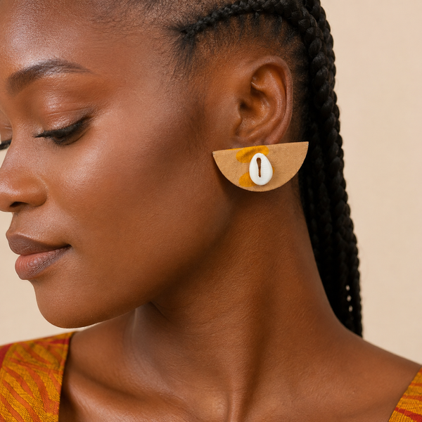 Grace Kpou Cowrie Semicircle Stud Earring