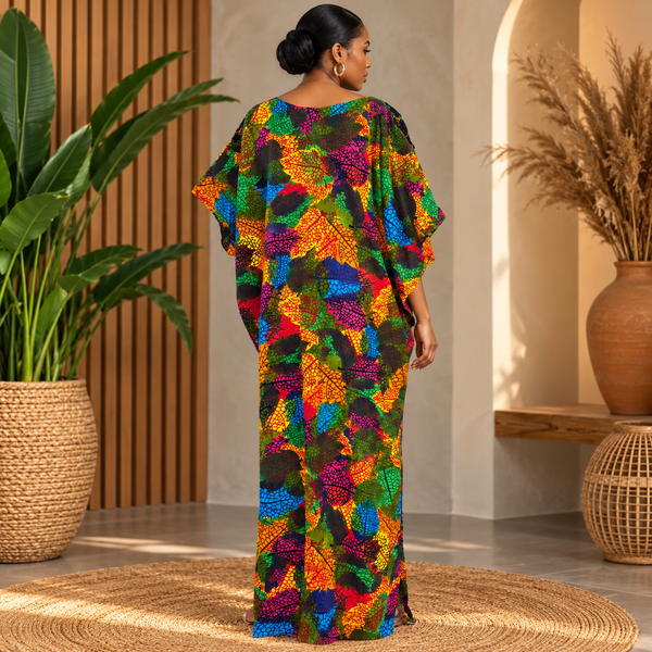 Grace Kpou Multicoloured Leaf Print Bubu Kaftan