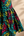 Grace Kpou Teal & Crimson Geometric Bell-Sleeve Midi Dress